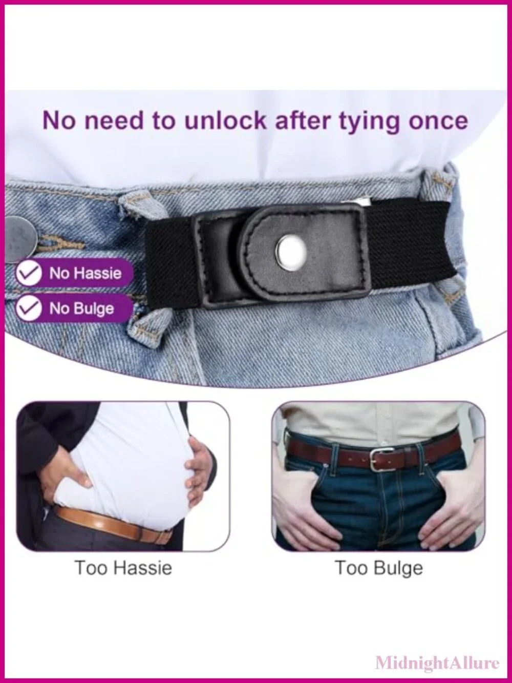 2pcs No Buckle Belt Adjustable Invisible Buckleless Belt Stretch Canvas